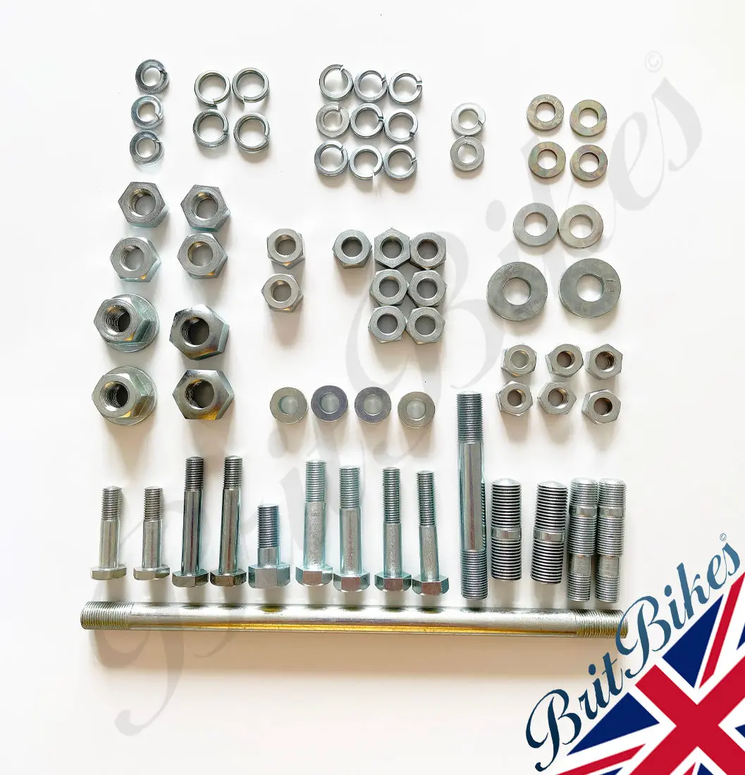 Engine Frame Bolt & Stud Set Triumph Unit T120 Tr6 6T 650 63-67 Uk Made 00-0074 1