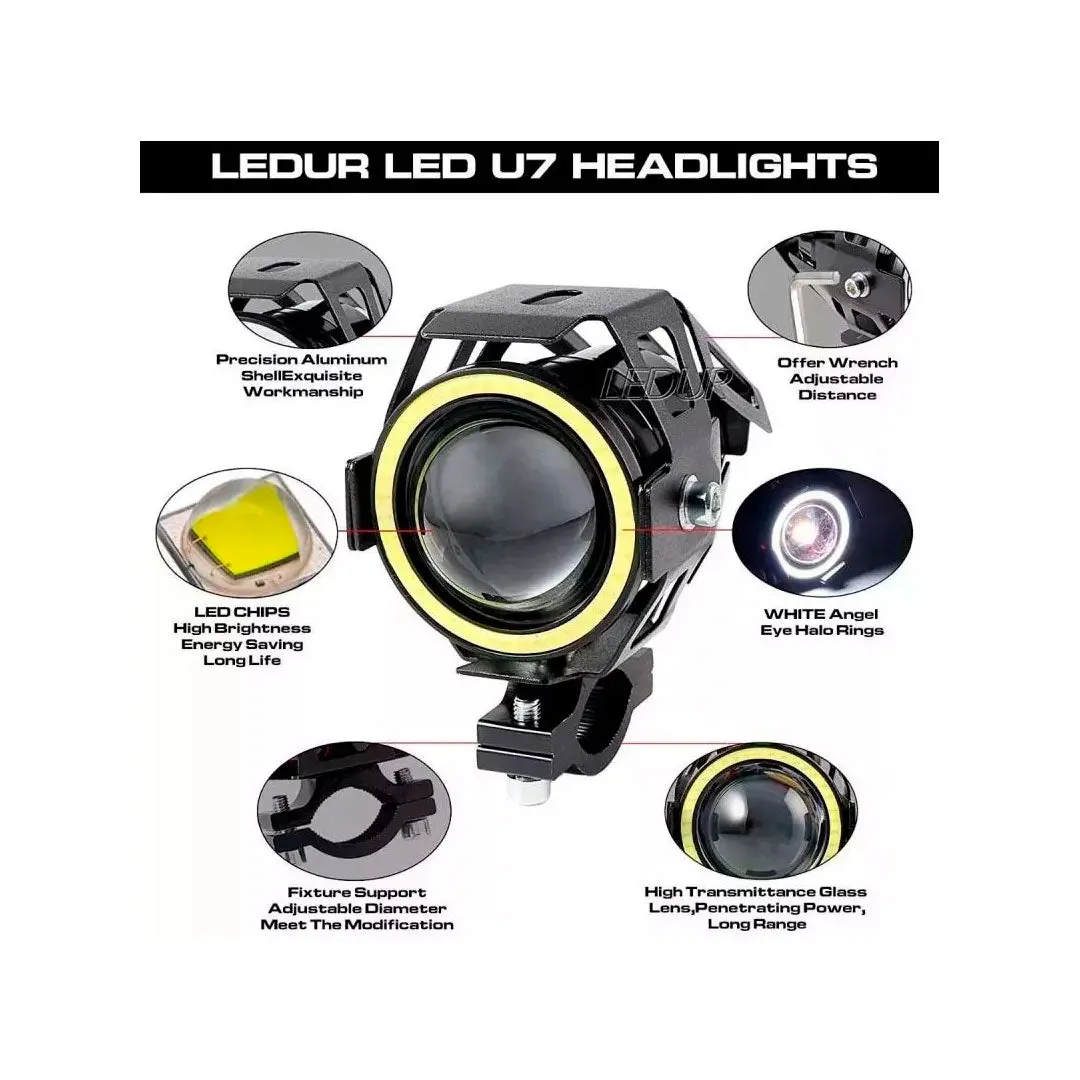 Led Ojos De Angel P/ Moto Luz Blanca Soporte Negro 1