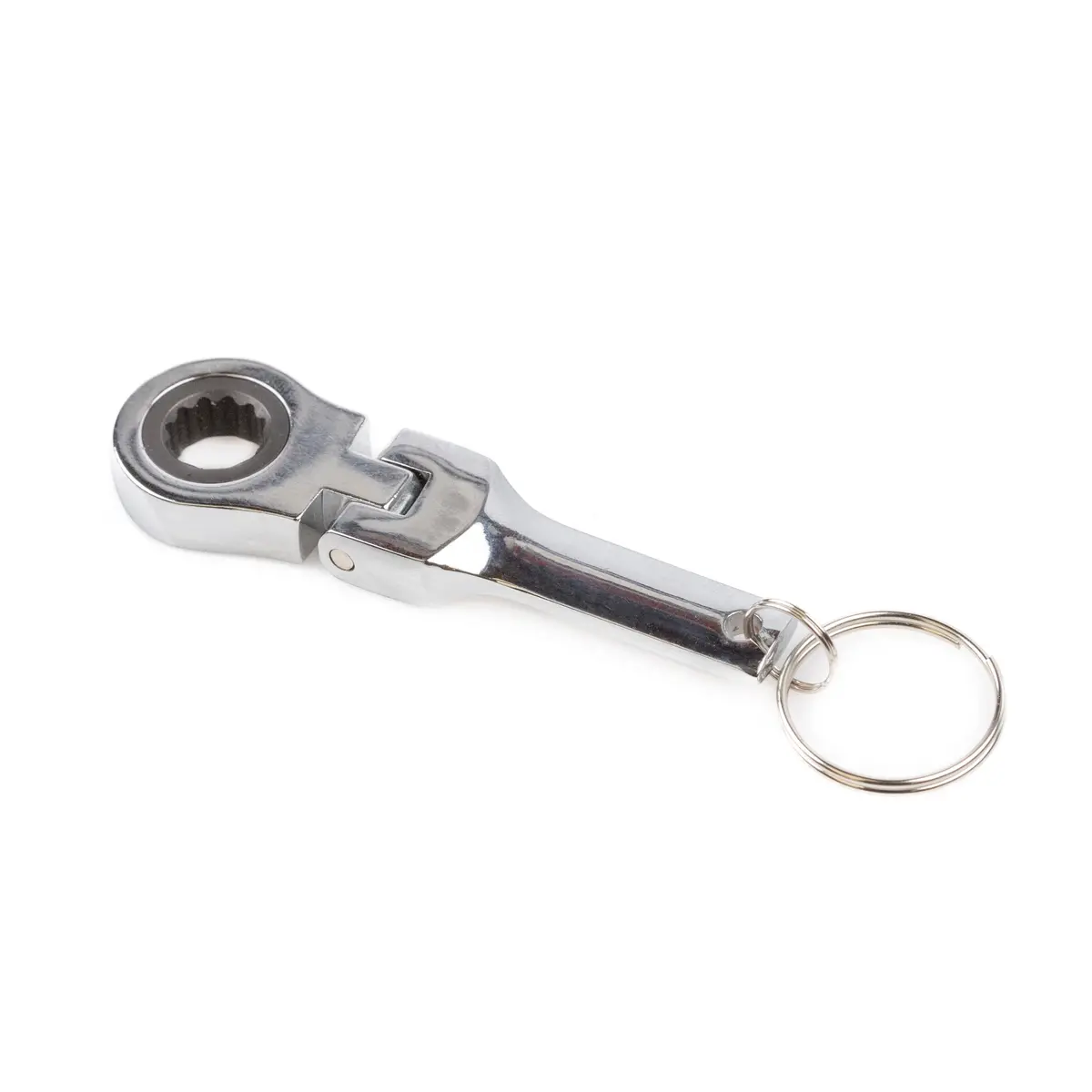 10Mm Polished Steel Flex-Head Ratchet Wrench - Key Chain Functional Ratchet Action 1