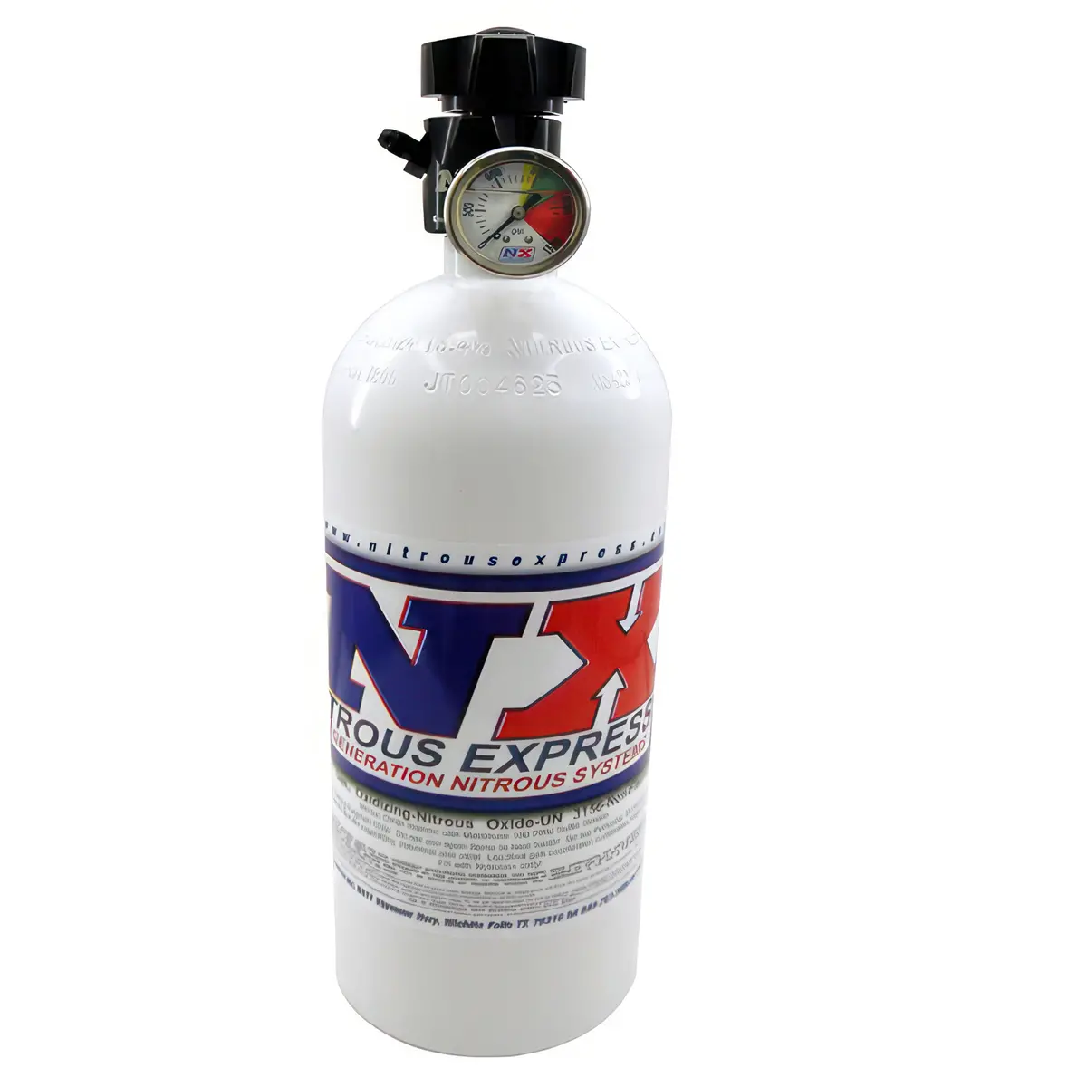 Nitrous Express - 10 Lb Bottle W/ Lightning 500 Valve And 4An Nipple / Includes Pressure Gauge 1