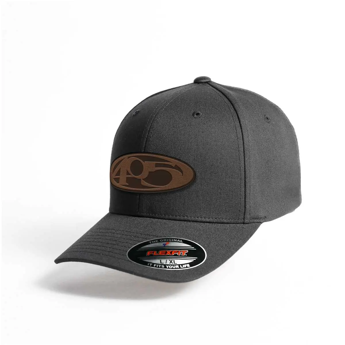405 Brn Leather Patch Flex Fit 1
