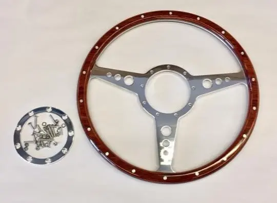 Mgb Classic Dark Wood Steering Wheel, 14" Flat 1