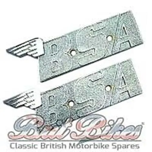 Pair Of Bsa Oil In Frame A65, A70 Metal Winged Tank Badges (1970-72) - 60-2568 1