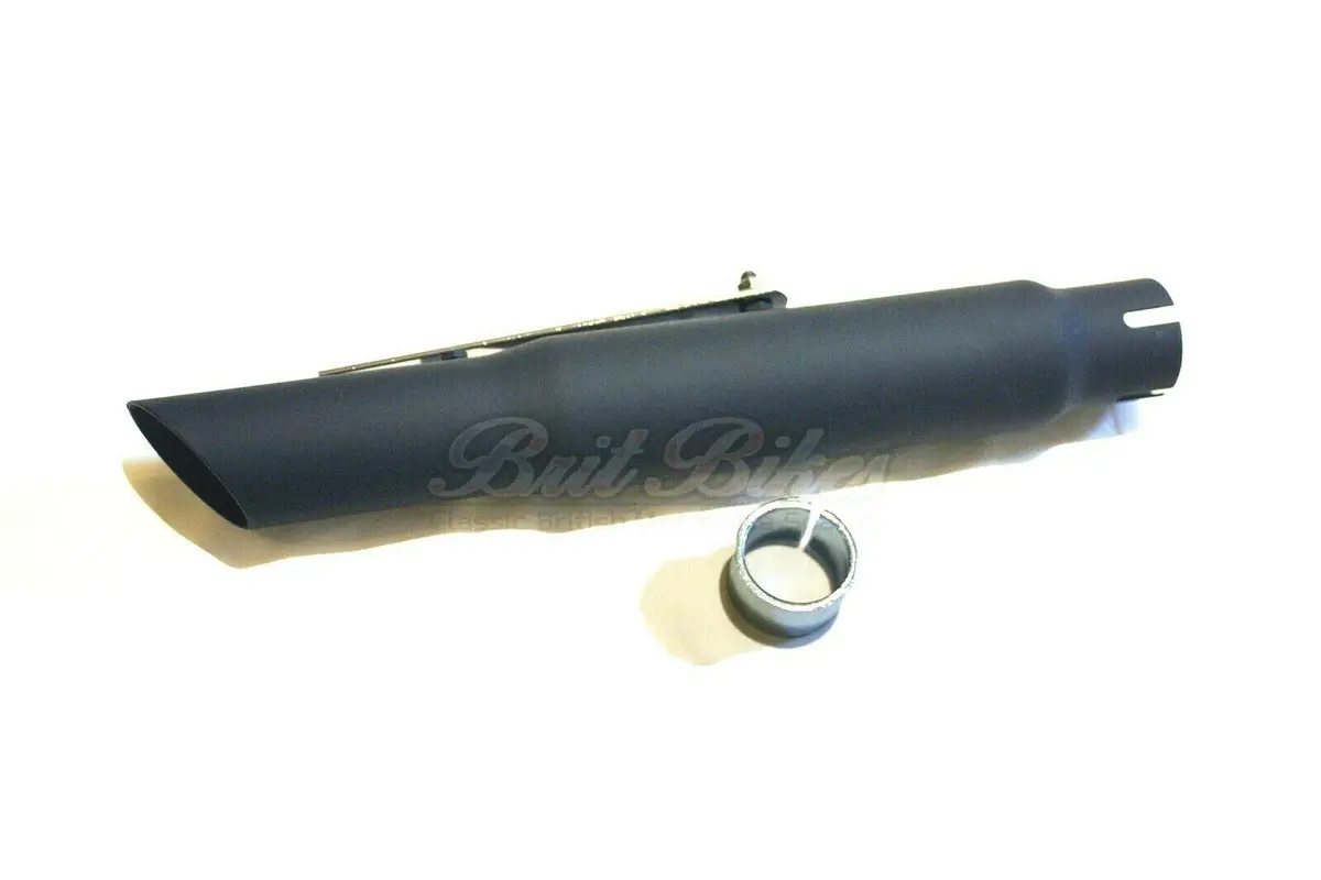 Universal Black 15" Slash Cut Motorbike Exhaust Silencer - Cafe Racer Custom 1