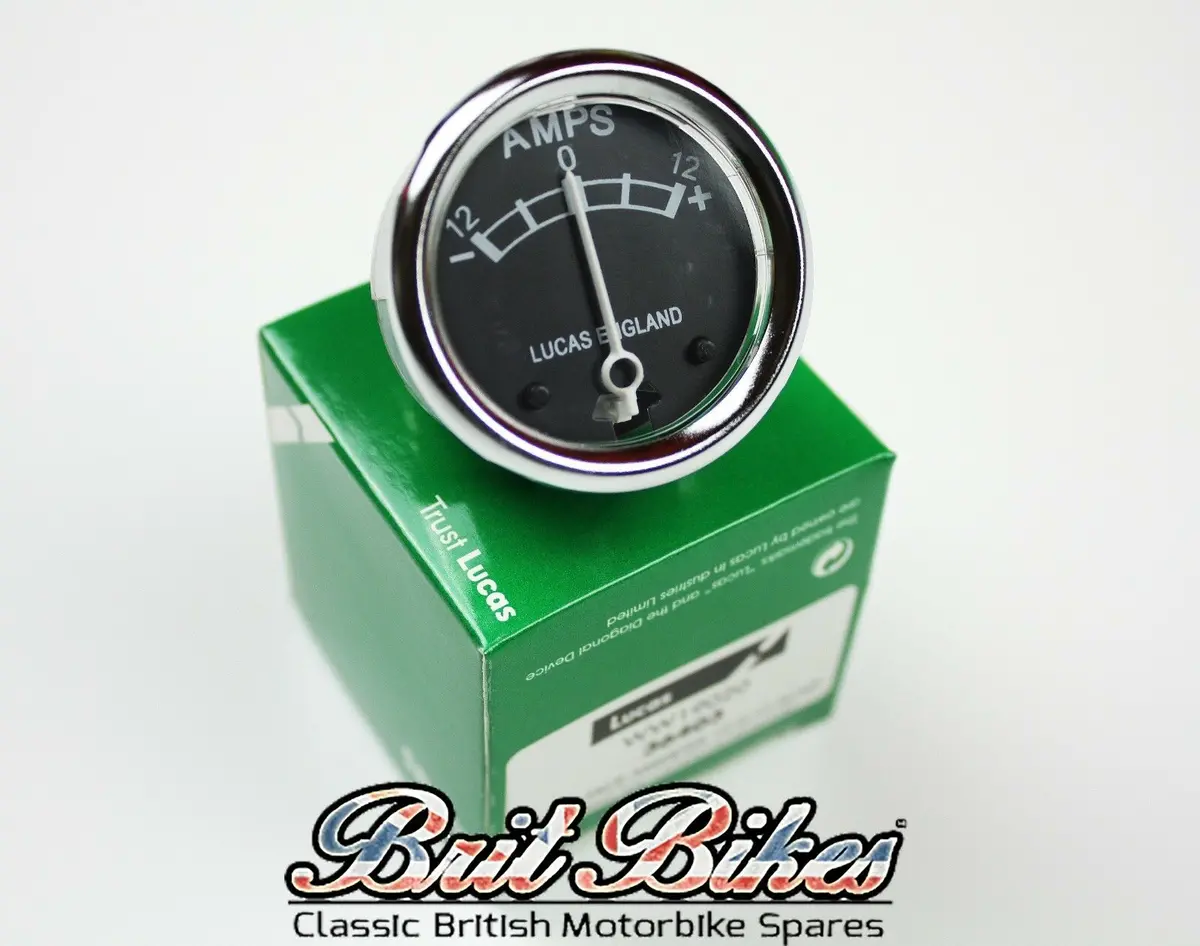 Genuine Lucas 12V Ammeter 1-3/4" Black Dial Chrome Bezel 12-0-12 - 12Amp - 36403 2