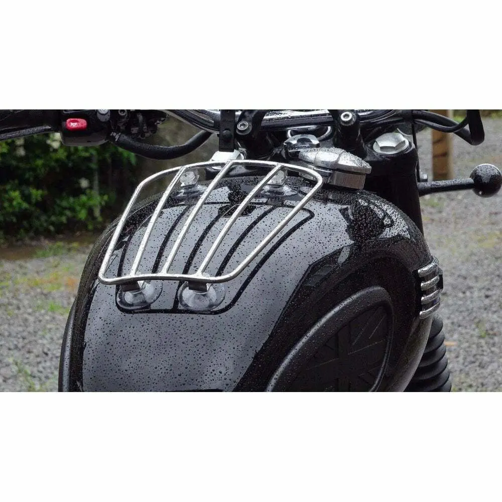 Motone Aero Universal Parcel Petrol Tank Rack - Polished Triumph Harley Bobber 1