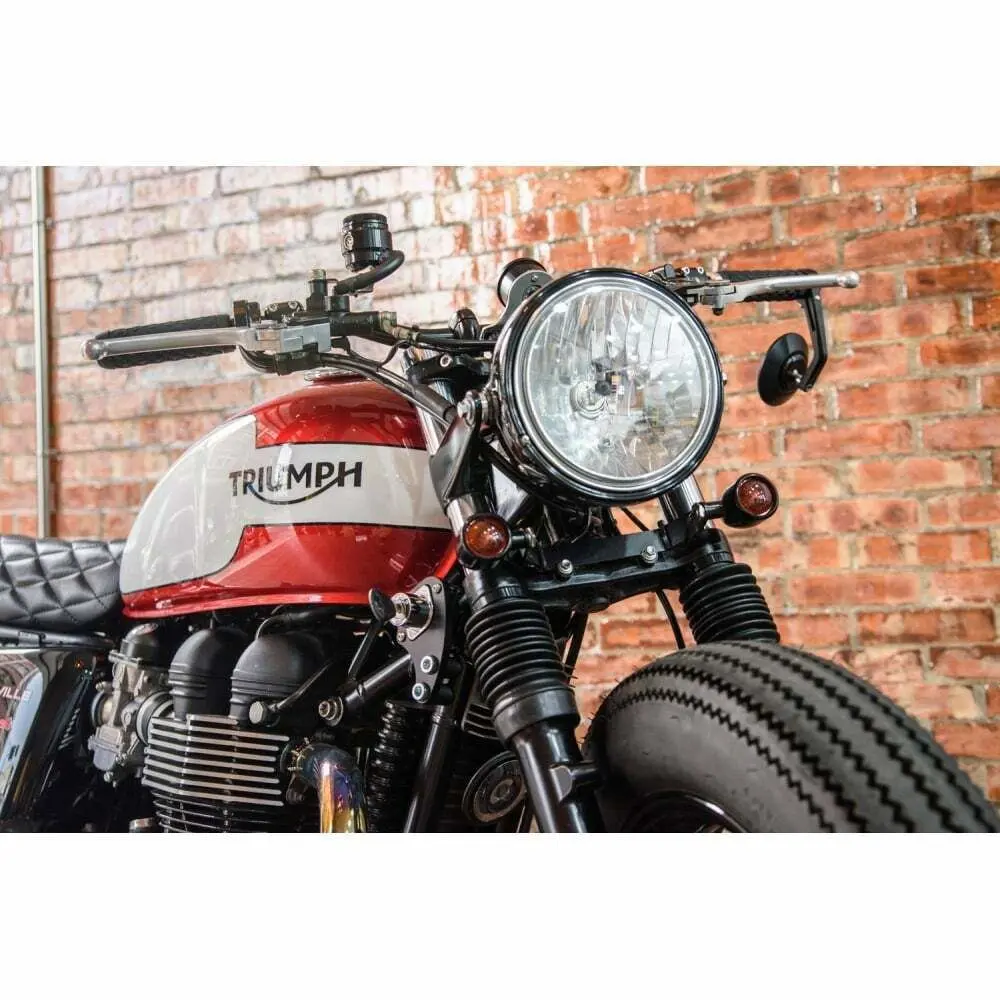 Motone Front Indicator Signal Relocation Bracket Black Triumph T100 Thruxton Se 2