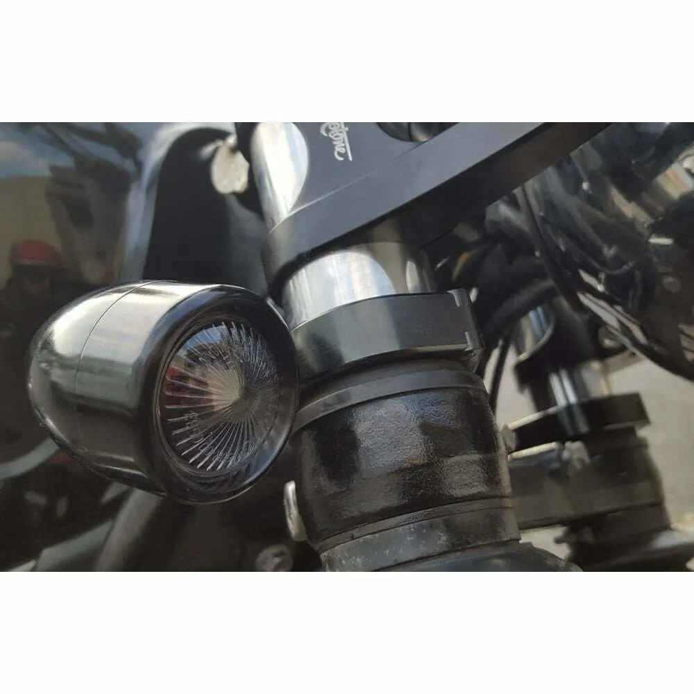 Motone Motorbike Black Fork Indicator Turn Signal Bracket Clamps Pair 35Mm 2