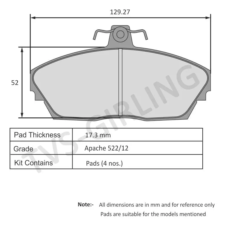 Tvs Apache Brake Pad Tata Intra V30 / Mahindra Bolero All Variants / Sumo / 207Di 29932025Bc 1