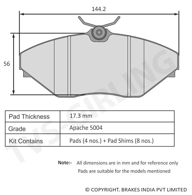 Tvs Apache Brake Pad Mahindra M&M Scorpio Vlx / Sle 29932370 Super 1