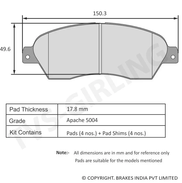Tvs Apache Brake Pad Mahindra Scorpio ( Crde Engine ) 29932374 1