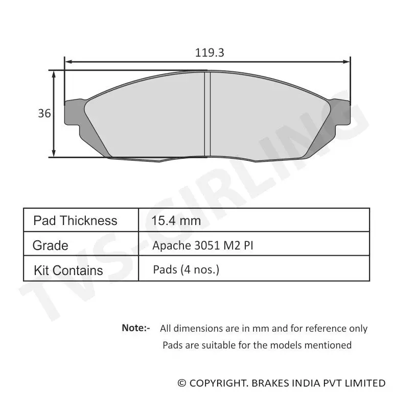 Tvs Apache Brake Pad Maruti Msil 800Cc / Msil Omni / Msil Zen 29932500 1