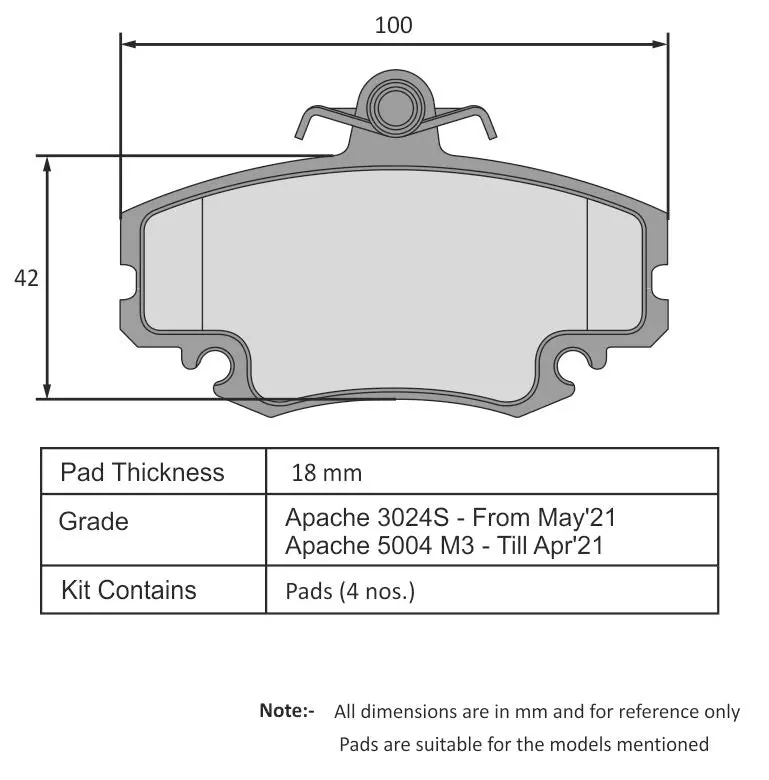 Tvs Apache Brake Pad Mahindra 	Verito Diesel / Logan Diesel 29932511 1