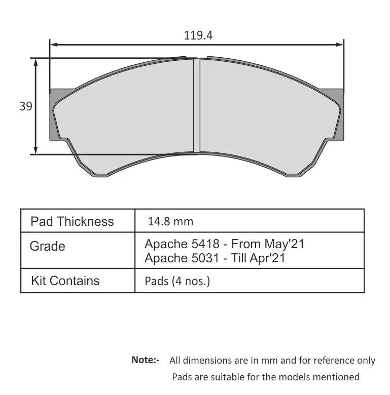 Tvs Apache Brake Pad Mahindra Maxximo Pickup 29932512 1