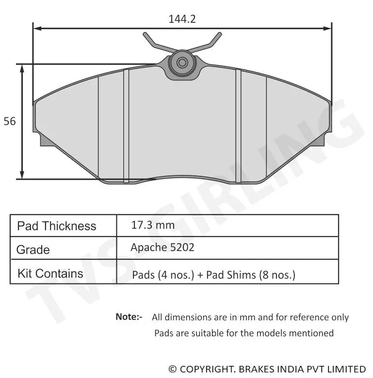 Tvs Apache Brake Pad Mahindra M&M Scorpio ( W105 ) Fbml Type 29932786 Hi-Per Ceramic Grade 1
