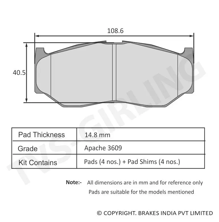 Tvs Apache Brake Pad Super Maruti Baleno / Dzire / Swift / Glanza 29932844 1