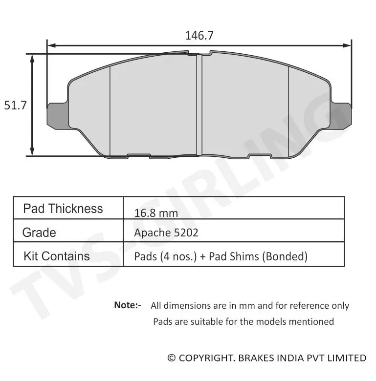 Tvs Apache Brake Pad Mahindra Bolero Vlx / Xylo / Genio / Tuv3oo 29932961 Hi Per Ceramic 1
