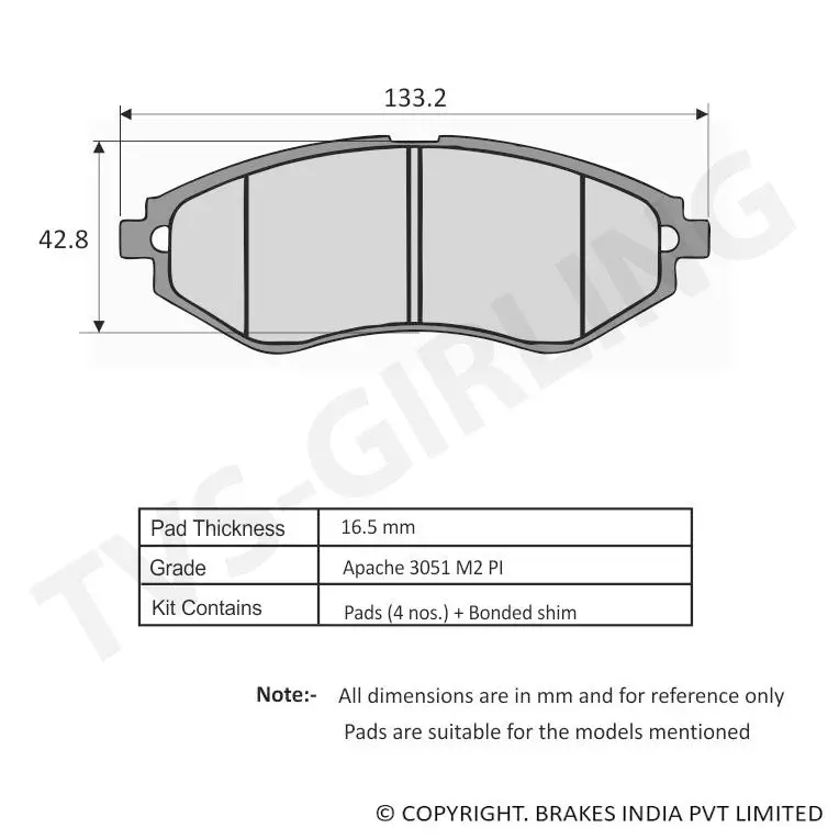 Tvs Apache Brake Pad Chevrolet Beat 29932997 Super 1