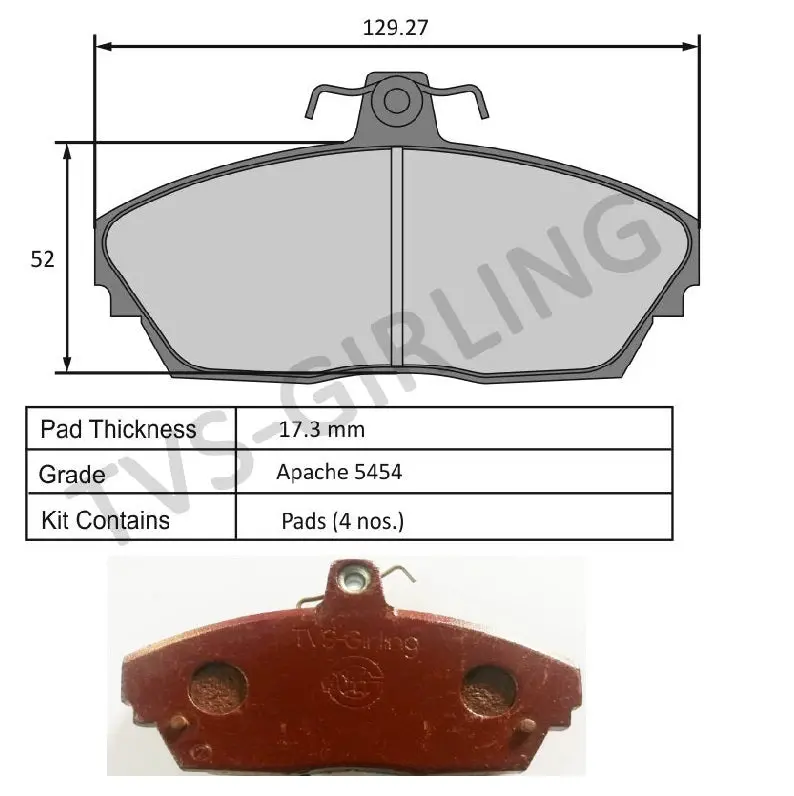 Tvs Apache Brake Pad Mahindra Bolero / Sumo / Trax ( Hilly Terrain ) / Intra V30 29933175 Super 1