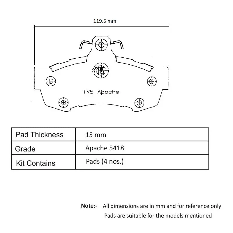 Tvs Apache Brake Pad Mahindra Supro (45 Hp) 29933191 1