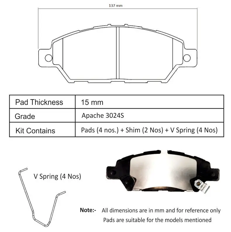 Tvs Apache Brake Pad Honda Amaze (From 2018) 29933212 1