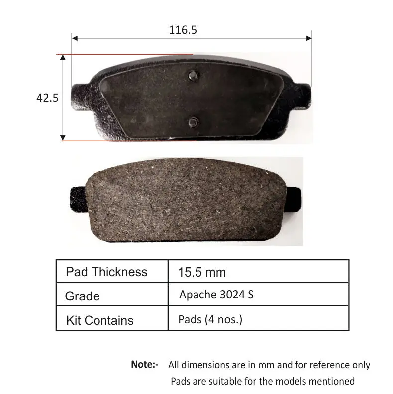 Tvs Apache Brake Pad Chevrolet Cruze Rear 29933244 Super 1
