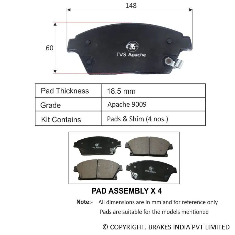 Tvs Apache Brake Pad Chevrolet Cruze Front 29933287 Super 1