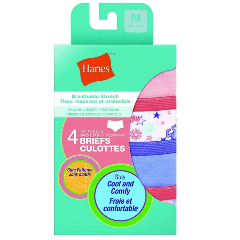Hanes Girls Breathable Stretch Briefs - 4Pk 1
