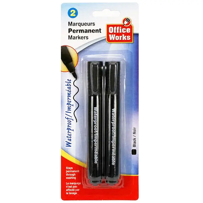 Office Works Waterproof Markers 2Pk 1