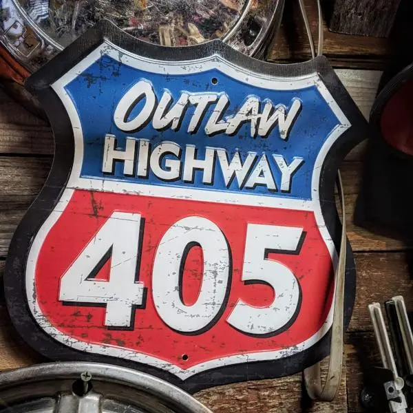 "Outlaw Highway 405" Metal Highway Sign 1