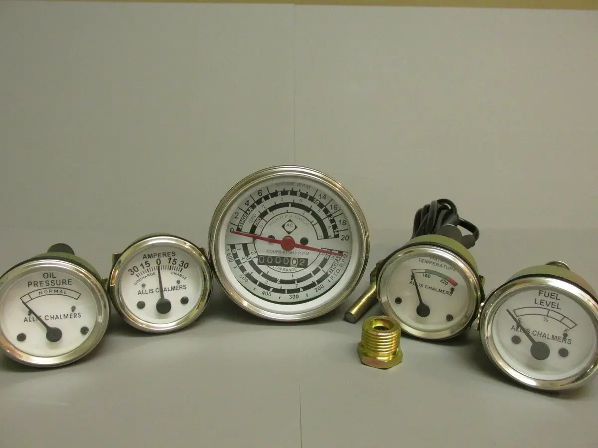 Oil Pressure Fuel Temp Amp Tach Gauge Set For Allis Chalmers Diesels D15 D17 D19 1
