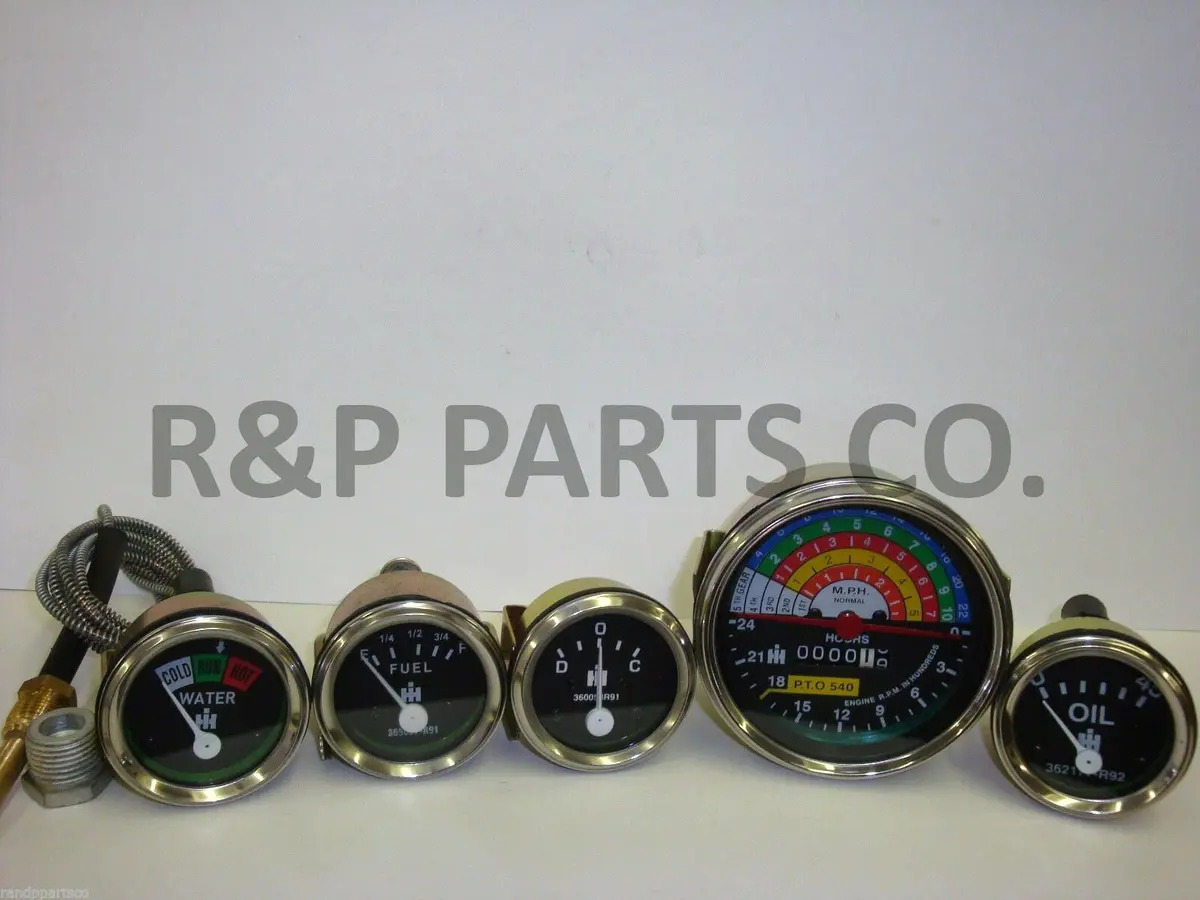 Oil Temp Amp Fuel Tachometer Gauge Set For Ih / Farmall 460 560 660 Gas / Diesel 1