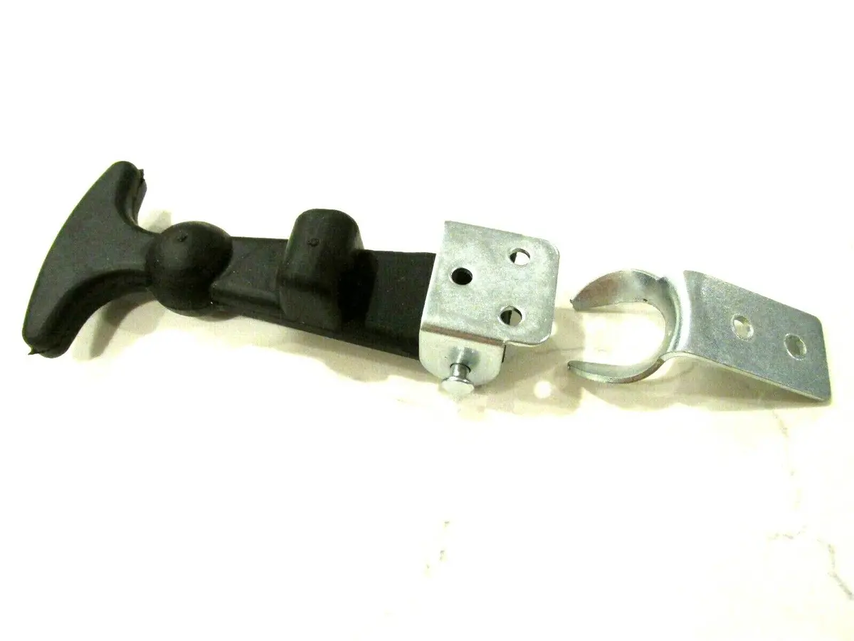 Hold Down Hood Latch Kit Black Rubber Plated Steel With Easy Grip T-Handle 1