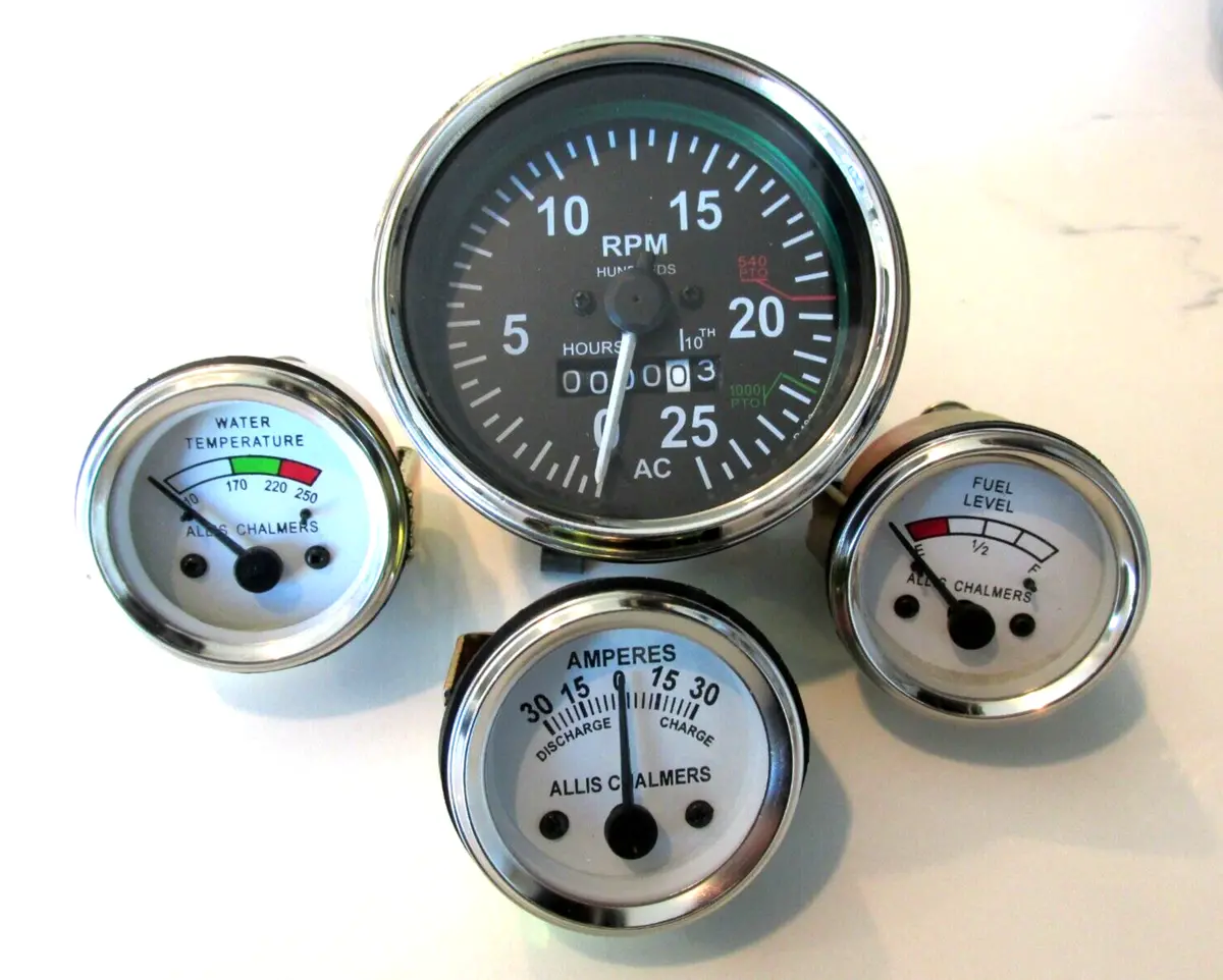 Amp Fuel Tachometer Temp Gauge Set For Allis Chalmers 180 185 190Late 190Xt 1