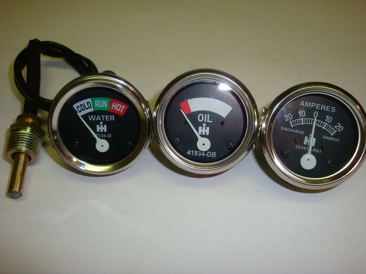 Oil Temp Amp Gauge Set Compatible With Farmall Ih H, Sh, Sm, Smd, W, Sw 1947 54 1