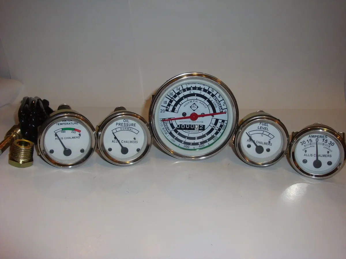 Oil Pressure Fuel Temp Amp Tach Gauge Set For Allis Chalmers Gas D14 D15 D17 1