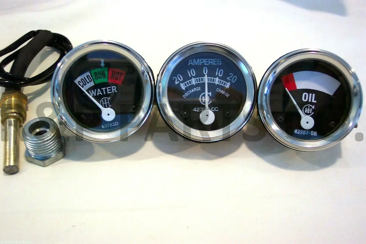 Temperature Amp Oil Gauge Set Compatible With Farmall Ih W4-9 T6 Ihc 1939-1946 1