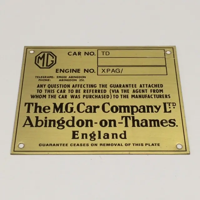 Identification Plate, Td 1