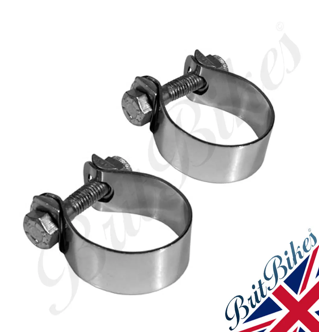 Pair Of Oe Style Chrome Exhaust Clip & Bolt 1-3/8" D Washer Bsa Triumph 70-7512 1