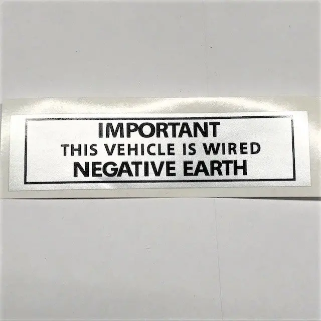 Negative Ground Sticker, Mgb 1