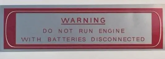 Warning Sticker, Battery Disconnect, Mgb 1