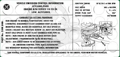 Mgb Emissions Decal - 1977 W/Anti-Tamper 1
