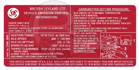 Mgb Emissions Decal - 1979 California 1