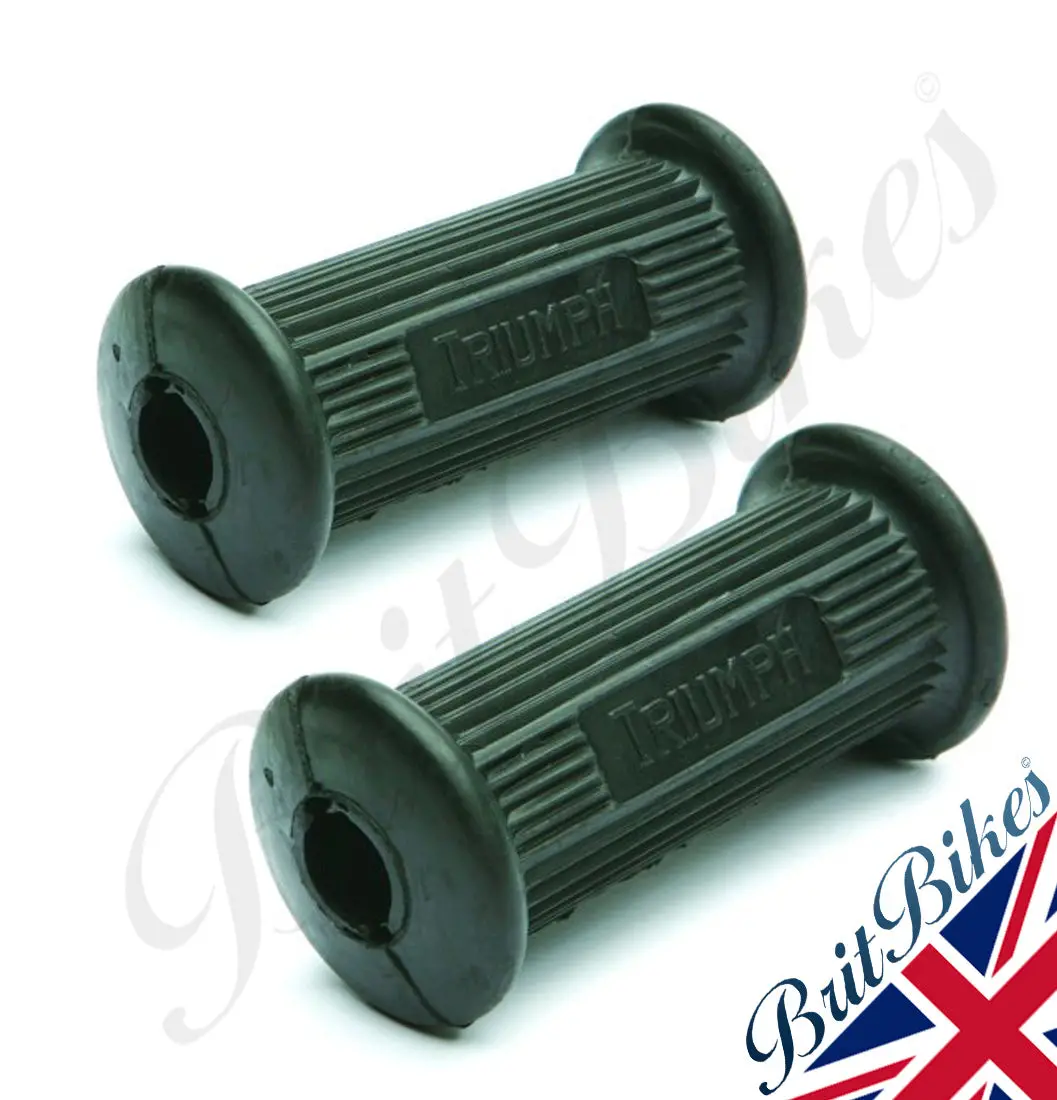 Pair Of Triumph Footrest Rubbers With Logo T100 T120 T140 T150 T160 82-9279 1