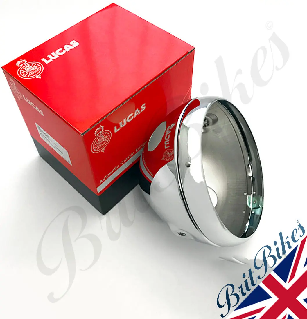 Genuine 7" Lucas Chrome Headlamp Shell & Rim Triumph 99-9968 Lu54520774 1