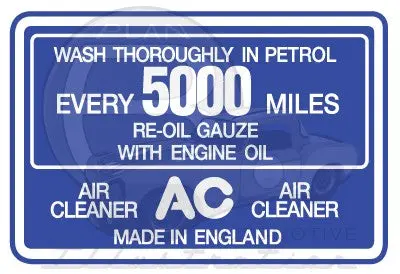 Ac Air Filter Decal (Rectangular) 1