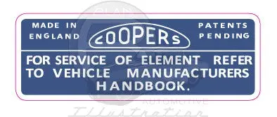 Coopers Air Cleaner Decal (Late) 1