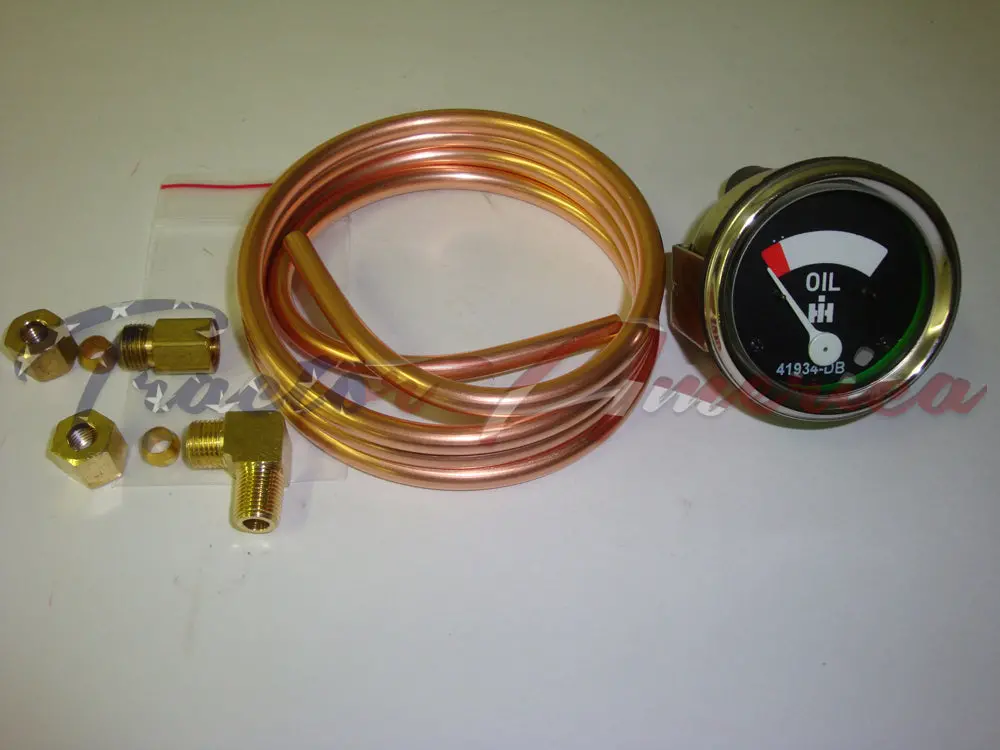 Oil Pressure Gauge & Oil Line Kit Compatible With Farmall H Hv M Mv W4 Supers 1