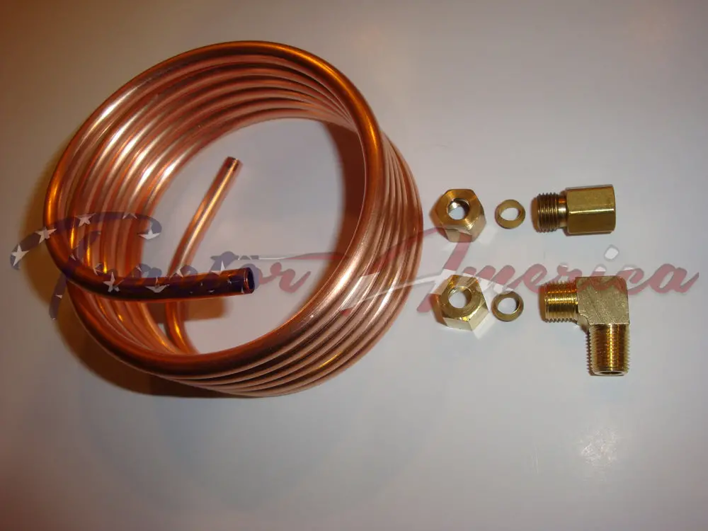 Universal Tractor Oil Pressure Gauge Copper Tubing Line Kit 12' X 1/4" Od 1