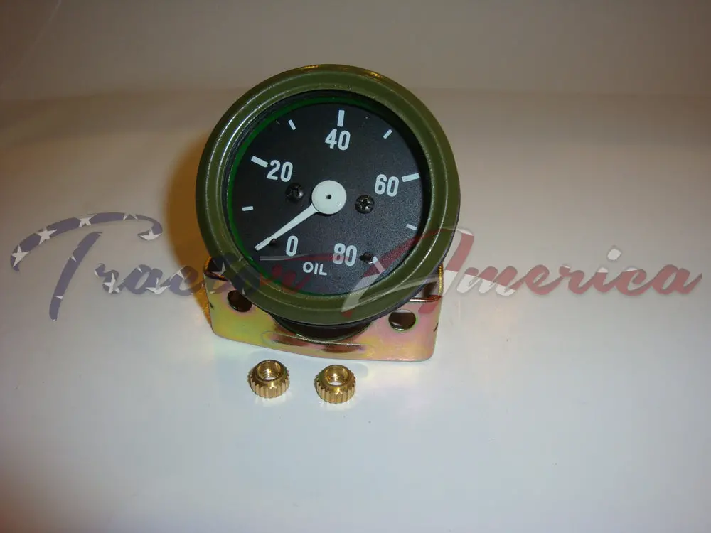 Oil Gauge  For Willys Mb Jeep Ford Cj Gpw / Olive Bezel 80 Psi 1